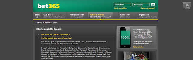 bet365 setzt mit seiner Mobile App Maßstäbe in der Branche