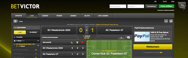 Livewetten bei BetVictor
