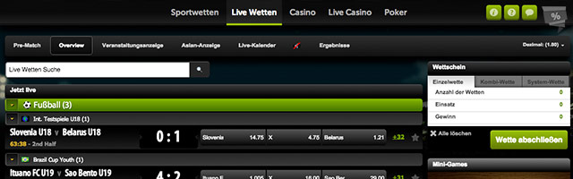 Empfehlenswertes Livewetten-Portfolio 