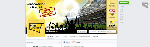 Interwetten auch bei Facebook