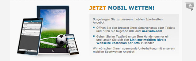 Sehr übersichtliche mobile Webseite von Rivalo
