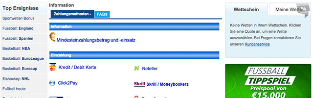Viele beliebte Arten (PayPal, Paysafecard, Kreditkarte) vorhanden