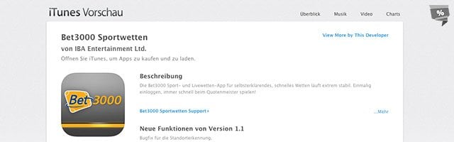 Bet3000-App für iPhone und iPad