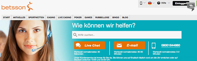 Sehr guter Live-Support bei betsson