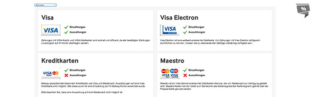 Es stehen viele Zahlungsmethoden zur Verfügung (z.B. VISA, MasterCard, paysafecard)