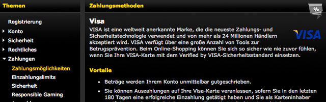 bwin bietet viele Varianten der Einzahlung, wie z.B. PayPal, paysafecard und Kreditkarte. Bei Kreditkarte wird jedoch eine Zahlungsgebühr berechnet