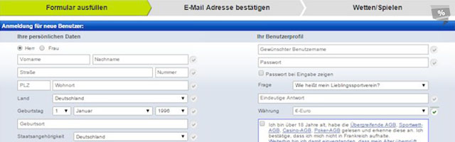 Formular ausfüllen, auf Bestätigunslink klicken und Personalausweiskopie einschicken