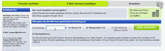 So sieht die erste Einzahlung bei Mybet aus