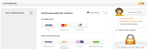 Die Einzahlungsmethoden bei racebets