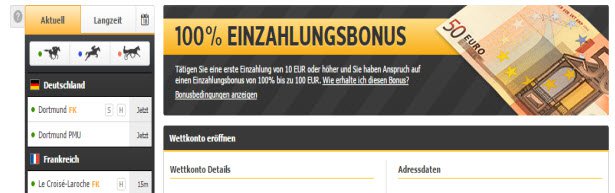 Jetzt anmelden und 100% Bonus sichern