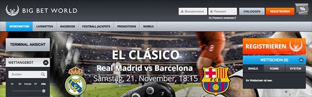 Fußballwetten werden großgeschrieben bei Big Bet World !