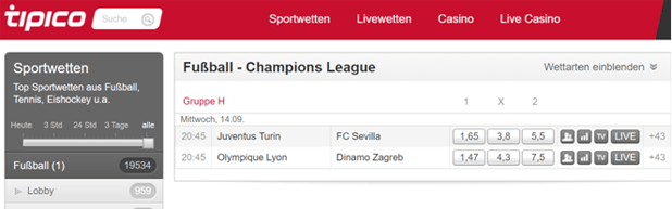 Tipico Quoten Champions League Gruppe H