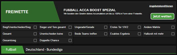 Betway Fußball Wettangebot