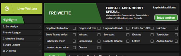 Betway Fußballwetten
