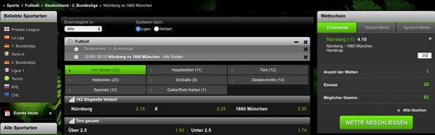 Mobilbet Wettschein Handicap
