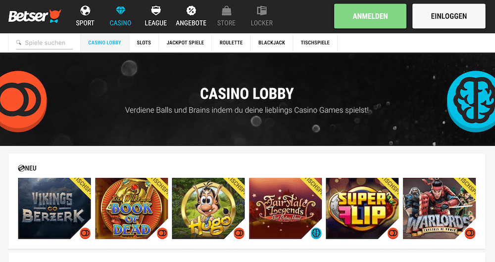 Betser bietet neben dem Sportwetten-Bereich auch noch ein Online Casino an
