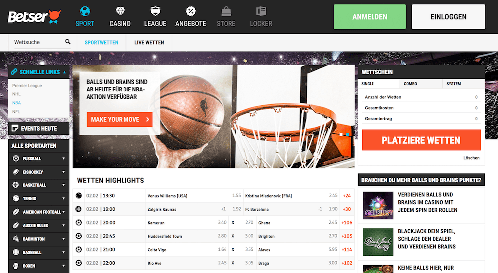 Betser verfügt über ein großes Sportwetten-Portfolio