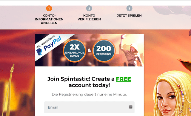 In nur 3 Schritten zum Spintastic Konto